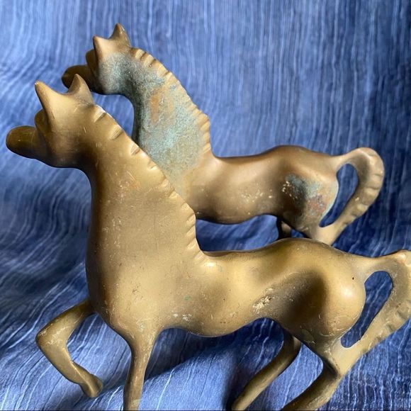 Set of Two Brass Horses - Picture 9 of 9